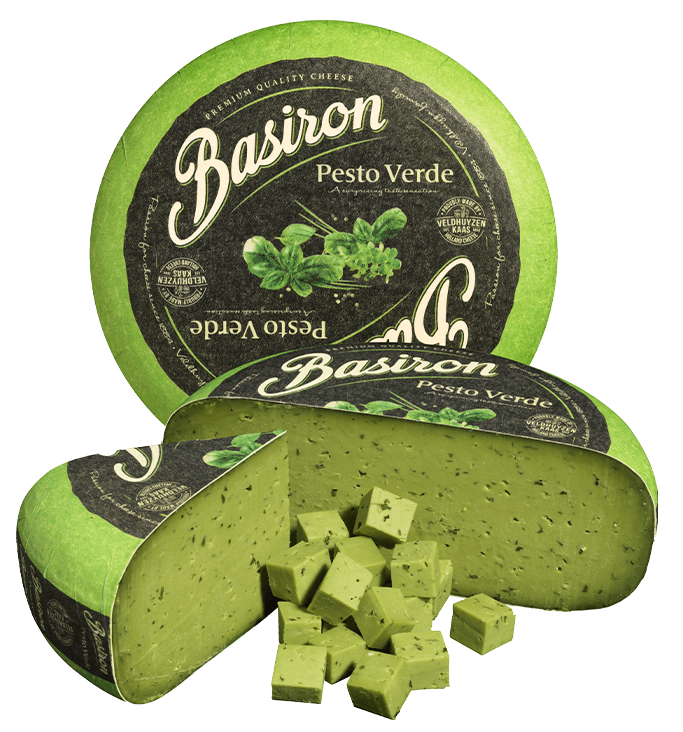 Basiron Pesto, groene pestokaas, stuk en blokjes, kaas kopen bij Kaasdok.nl