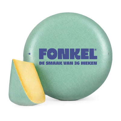 Fonkel 36 weken Extra Belegen kaas, hele kaas met punt