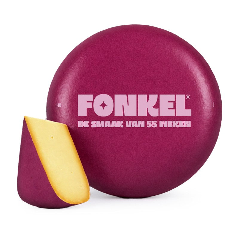 Fonkel 55 weken Oude kaas, hele kaas met punt