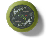 Basiron Jalapeño 50+, hele kaas van bovenaf, kaas kopen bij Kaasdok.nl