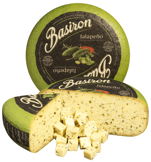 Basiron Jalapeño 50+, stuk en blokjes, kaas kopen bij Kaasdok.nl