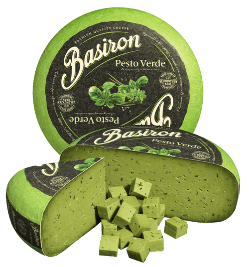 Basiron Pesto, groene pestokaas, stuk en blokjes, kaas kopen bij Kaasdok.nl
